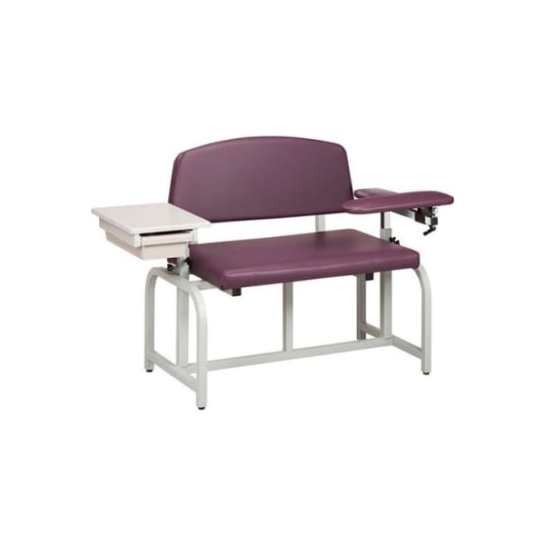 Clinton Industries Clinton 66002B Lab X Series Bariatric Blood Drawing Chair with Padded Flip Arm and Drawer 66002B - main
